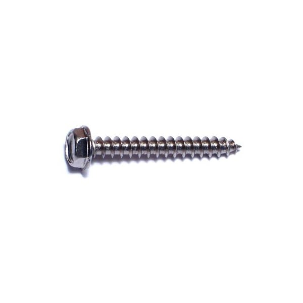 Midwest Fastener Sheet Metal Screw, #10 x 1-1/2 in, 18-8 Stainless Steel Flange Hex Head Slotted Drive, 100 PK 08182 - main